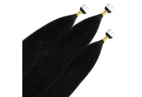 hair2heart Echthaar-Extension Premium Mini Tape Extensions #4/0 Dunkelbraun 60cm
