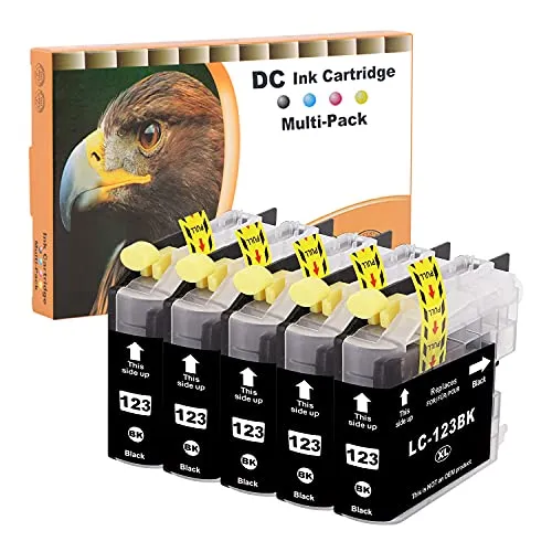 D&C 5X 15ml Black Druckerpatronen Kompatibel für Brother LC-123 LC123 BK XL für MFC-J6720DW MFC-J6920DW MFC-J870DW DCP-J132W DCP-J152W DCP-J172W DCP-J4110DW DCP-J552DW J752DW MFC-J245 J4410DW J4510DW