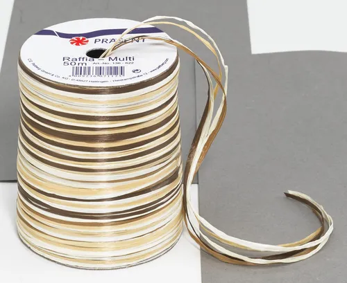 PRÄSENT Geschenkband Multi-Raffia 3 mm x 50 m braun/creme 136-622