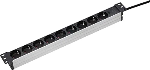 as-Schwabe 19 Zoll RACK 9-fach Steckdosenleiste - Steckdosen & Zubehör – Erleichtern Sie die Stromverteilung im Serverschrank mit dieser 2,0 m langen Steckdosenleiste, die über 9 gut zugängliche Schukobuchsen mit erhöhtem Berührungsschutz verfügt.
