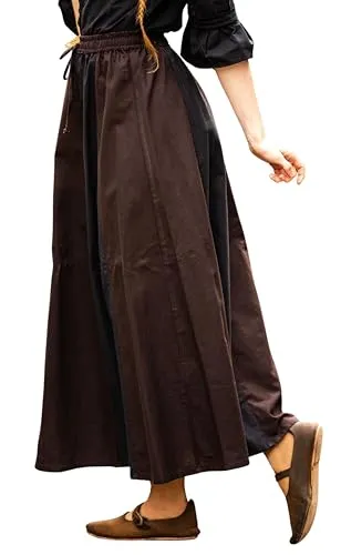 Leonardo Carbone® Damen Rock Dana | Elastischer Bund mit Kordelzug | Mittelalterrock für Karneval, Halloween & Cosplay | Baumwolle Dunkelbraun/Schwarz 3XL - Erlebe den Charme des Mittelalters mit dem Damen Rock Dana aus hochwertiger Baumwolle. Der elastische Bund und der verstellbare Kordelzug bieten optimalen Tragekomfort für Feste und Abenteuer.