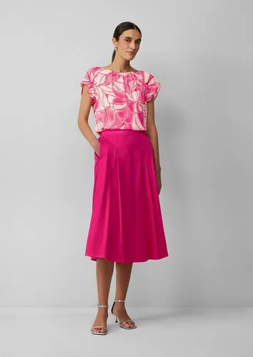s.Oliver BLACK LABEL Midirock Damen Baumwolle pink - Faltenrock mit schmeichelndem Fit und teilelastischem Bund, ideal für elegante Anlässe oder den Alltag.