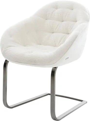 DELIFE Schwingstuhl Gaio-Flex Freischwinger flach Graphit Bouclé Soft Beige