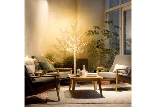 HOMCOM Lichterbaum mit 120 LEDs, 150 cm, Weiß - Wetterfester LED Lichterbaum für Innen- und Außenbereiche, 3-stufig dimmbar mit warmweißem Licht, naturgetreue Optik und flexible Äste für individuelle Dekoration.