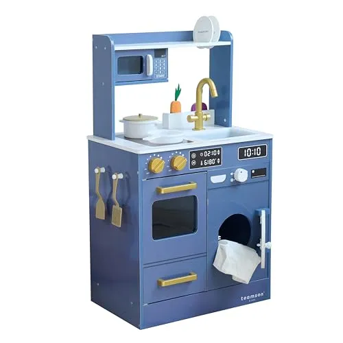 TEAMSON™ KIDS Spielküche Little Chef mit Zubehör – Blau - Entdecken Sie die Teamson Little Chef Spielküche! Mit realistischem Kochfeld und viel Stauraum fördert sie kreatives Rollenspiel und motorische Fähigkeiten. Ideal für kleine Küchenchefs!