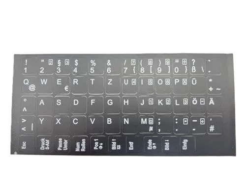 T-ProTek DEUTSCHE Tastaturaufkleber - schwarz GLÄNZEND 58 Tasten 1,1 cm x 1,3 cm Selbstkleben kompatibel für Gateway Laptop Notebook