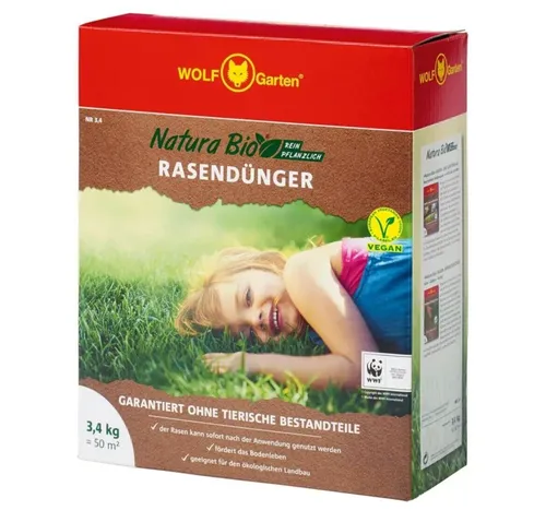 WOLF GARTEN Natura Bio Rasendünger NR 3,4 | für 50m²
