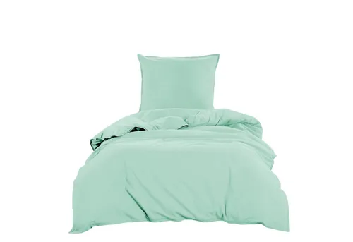 Bettwäsche Renforce Stone-Washed mintgrün 155x220 cm - Hochwertige Bettwäsche-Sets aus 100% Baumwolle im modernen Knitter-Look, OEKO-TEX zertifiziert und weich für erholsamen Schlaf.