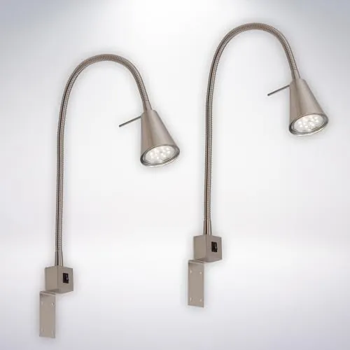 BRILONER 2er Set LED Leselampe – Flexibel und Energiesparend - Wand-Leselampen mit schwenkbaren Armen für individuelle Lichtsteuerung. Ideal für das Bett, energiesparend mit 4,7 Watt und 400 Lumen, langlebig bis 20.000 Stunden.
