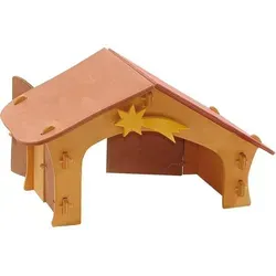 Ostheimer 3500 Krippenstall mit Stern und Vogelbrett - Hochwertiger Krippenstall aus Holz, ideal für Kinder ab 3 Jahren, fördert kreatives Spielen und bringt festliche Stimmung zu Weihnachten.