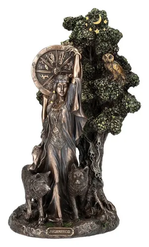 Fantasy-Figur Arianrhod - Keltische Göttin des Schicksals - Figuren & Skulpturen, detailreiche Polyresin-Figur der keltischen Göttin Arianrhod, ideal als Geschenk und für Sammler, Höhe 23.5 cm, bronzierte Farbgebung.