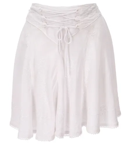 Bestickter Boho Minirock - weiß in weiß von Guru-Shop