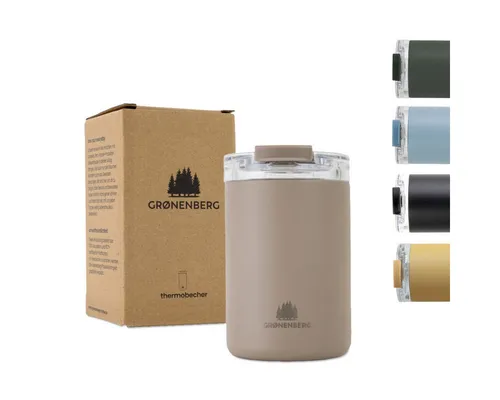 GRØNENBERG Thermobecher 350ml – 100% Auslaufsicher und Rutschfest - Coffee to go Becher aus recyceltem Edelstahl, hält mindestens 4 Stunden warm – perfekt für unterwegs!