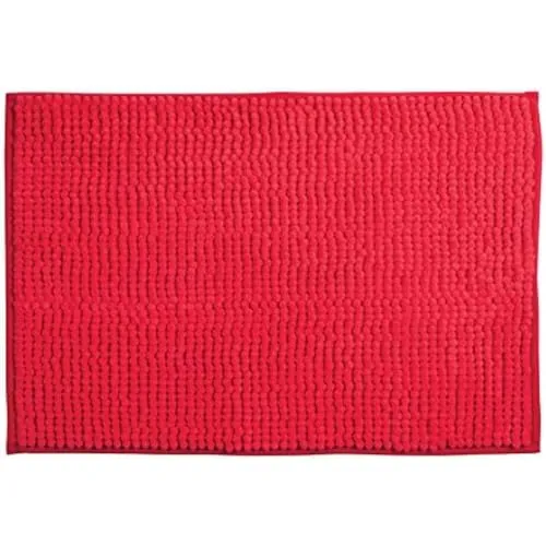 MSV - Chenille Badematte - Flauschiger Langflor Mikrofaser rutschfest - 40 x 60 cm - Rot - Waschmaschinenfest mit Schnell-Trocken-Schlaufe