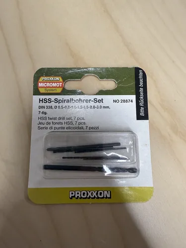 Proxxon Micromot 28 874 HSS Metall-Spiralbohrer-Set 10-teilig - Präzises Bohrerset mit 10 rollgewalzten HSS-Bohrern in verschiedenen Größen, ideal für NE-Metall und Stahl. Perfekt für feine Arbeiten und Modellbau.