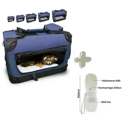 Defactoshop Tiertransportbox Transporttasche Hundebox faltbar Hundetasche für Haustiere Katze blau 81 cm x 58 cm x 58 cm