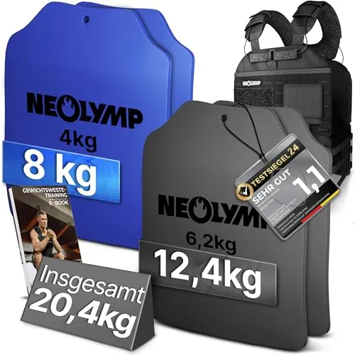 NEOLYMP Gewichtsweste 20 KG – Unisex Weighted Vest für Training - Verstellbare und rutschfeste Gewichtsweste für optimales Training – ideal für HIIT, Calisthenics und mehr. Robuste Bauweise und atmungsaktives Material für maximalen Komfort und Langlebigkeit.
