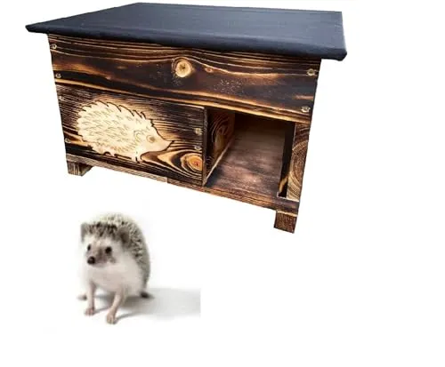 QLS Tierhaus Igelhaus aus Holz 40x50x30 cm - Tierhäuser – Wetterfestes Igelhaus aus hochwertigem Birkenholz mit abnehmbarem Dach für einfache Reinigung und hervorragenden Schutz vor Raubtieren.