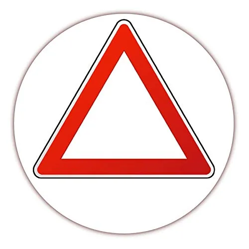 X Aufkleber Vorfahrt Achtung Warndreieck rund Ø 50 mm Folienaufkleber rot weiß (Auf-524) 24