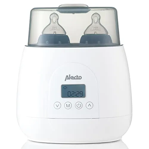 Alecto BW700TWIN Flaschenwärmer Baby - Babykostwärmer für zwei Flaschen, BPA-frei mit vorprogrammierten Aufwärmzeiten und Sterilisatorfunktion für schnelle und sichere Erwärmung von Babynahrung.