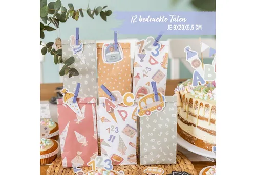 PAPIERDRACHEN Geschenkbox Geschenktüten zur Einschulung - ideale Geschenkverpackung, Mitgebsel zum Befüllen