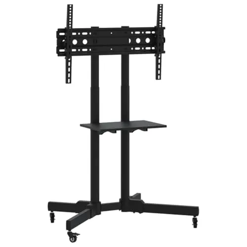 vidaXL TV-Ständer auf Rädern für 32-70 Zoll Fernseher - TV-Halterung mit 5-stufiger Höhenverstellung und Neigungsfunktion, ideal für flexibles Fernsehen. Robustes, pulverbeschichtetes Stahlmaterial sorgt für Stabilität und Langlebigkeit.