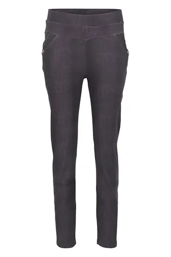 Malito - Damen Leggings - unifarbene Basic Sporthose - Denim Jeggings in Jeans-Optik - Elegante Freizeithose Z046 - (Jeans-Schwarz XL)