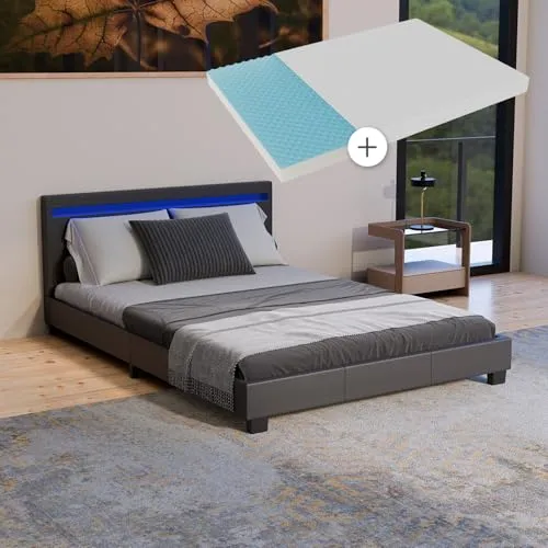 Juskys Polsterbett Paris 140 x 200 cm - Schwarzes Einzelbett mit Kaltschaummatratze, bietet perfekten Schlafkomfort und optimale Unterstützung für erholsame Nächte.