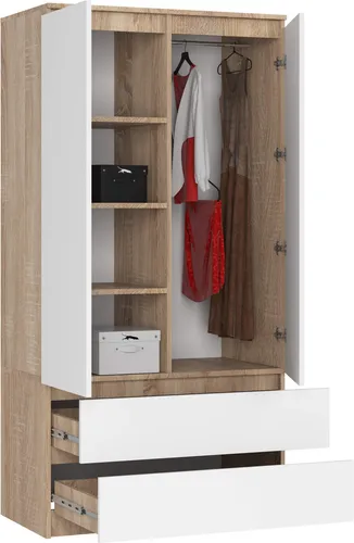 Kleiderschrank S90 90cm mit 2 Türen und 2 Schubladen