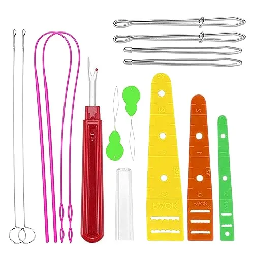 Durchziehnadel Set, 14PCS Einfädelhilfe Nadeleinfädler Gummiband Kordelzug Nadeln Einfädler Bodkin Flexibles Nadel Threader für DIY Nähnen Bastelbedarf Nähzubehör