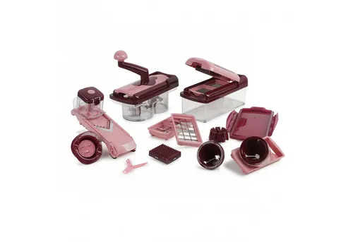 Genius Gemüseschneider Genius Nicer Dicer Fusion Smart Set (23 Teile) inkl. Twist, rubinrot, 23 Teile, Würfel, Stifte, Gemüsehobel mit 1250ml Fassungsvolumen