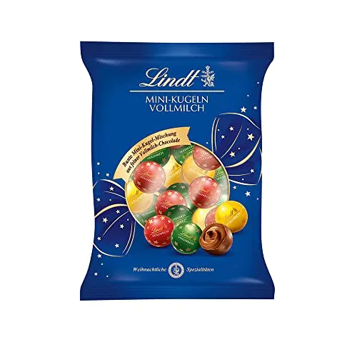 Lindt Mini Vollmilch Kugeln | 3 x 100g | Feine Schokoladenkugeln aus zartschmelzender Vollmilchschokolade | Weihnachtliche Mini-Pralinen | Schokoladen-Geschenk zu Weihnachten
