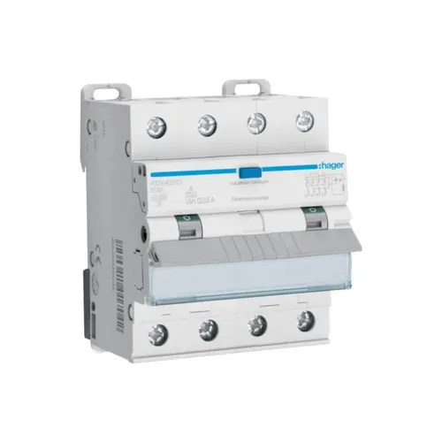 Hager ADX432D FI/-LS-Schalter 4P 10kA B-32A - Fehlerstromschutz (RCD), 4-poliger Schalter mit 10 kA Kurzschlussschutz, ideal für maximale Sicherheit in elektrischen Installationen.