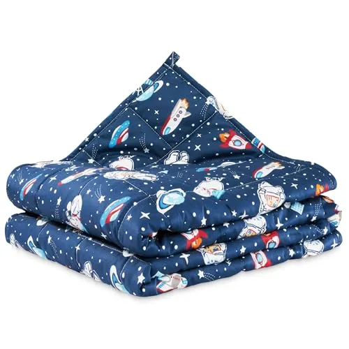 4FIZJO Gewichtsdecke Kinder 4 kg 100x150 cm – Dunkelblau, Therapiedecke für besseren Schlaf