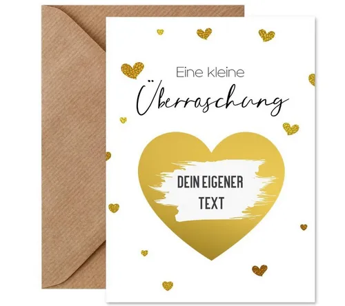 Things of Happiness Postkarte Rubbelkarte zum Beschriften + Briefumschlag aus Naturpapier, Geschenk