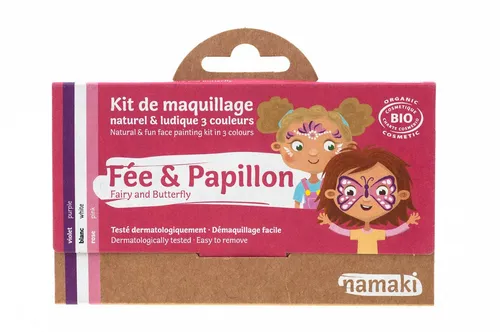Namaki Schmink-Set BIO Kinderschminke, Fee and Schmetterling 3 Farben (Lila, Weiß, Rosa)
