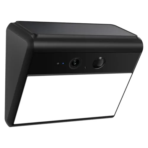 Woox 2K Überwachungskamera Aussen Solar mit Wandleuchte, bewegungsaktiviertes, Aussenkamera WLAN Kabellos Akku, mit KI-Erkennung von Personen/Tieren/Fahrzeugen, Farbe Nachtsicht,IP65 Wasserdicht