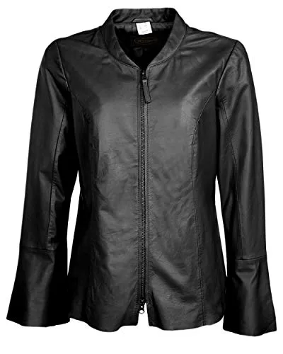 JCC Lederjacke 31019218 Black 46 - Stilvolle Funktionsjacke - Funktionsjacke mit schönen Ziernähten, Rundhalskragen und doppeltem Reißverschluss, ideal für einen modischen Look und hohen Tragekomfort.