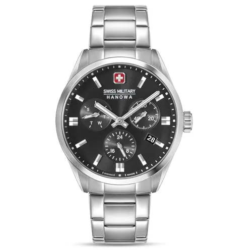 Swiss Military Hanowa SMWGK0005601 Herrenuhr Roadrunner Advanced - Armbanduhren für Herren, Swiss Made mit robustem Edelstahlgehäuse und kratzfestem Saphirglas, wasserdicht bis 10 Bar und 3 Jahre Garantie.