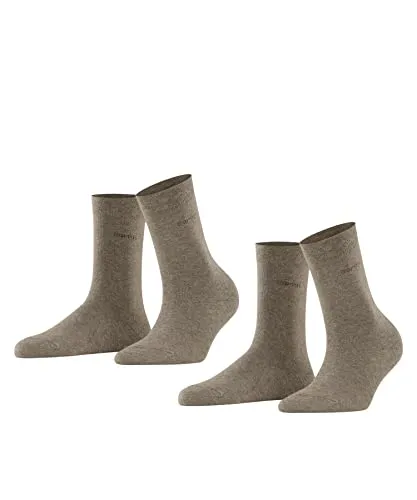 ESPRIT Damen Socken Basic Easy Multipack W So Baumwolle einfarbig 2 Paar, Braun Nutmeg Melange 5410, 35-38