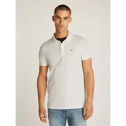 TOMMY JEANS Poloshirt in Weiß, Größe L, Herren - Herren Plussize Poloshirt von TOMMY JEANS in Weiß, aus reiner Baumwolle, mit klassischem Polokragen und verkürzter Knopfleiste für optimalen Tragekomfort.