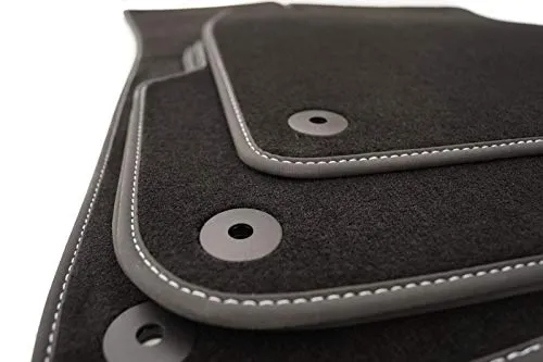 kh Teile Fußmatten passend für Q7 Velours Automatten Premuim Qualität, 4-teilig, anthrazit, Nubukleder Keder, weiße Naht