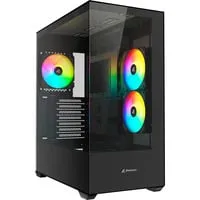 SK6 ARGB Tower-Gehäuse schwarz mit Tempered Glass - Stylisches ATX Tower-Gehäuse mit 2x Tempered Glass, ideal für individuelle PC-Bauten. Bietet Platz für 2x 3,5 Zoll und 2x 2,5 Zoll Laufwerke sowie 7 Erweiterungsslots.