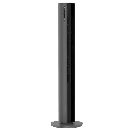 Climative Turmventilator 110 cm Standventilator sehr leise Ventilator mit Fernbedienung Tower Fan 30W 12 Geschwindigkeiten Timer 12h Ionisierung Luftkühler PURE Plasma Grau