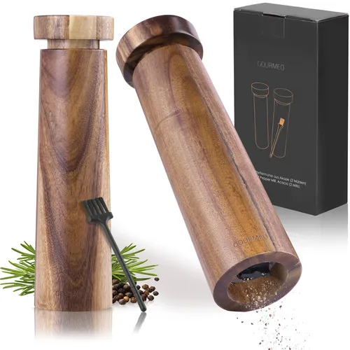 Salz- und Pfeffermühle Holz - Gewürzmühle Akazienholz - Einstellbare Mahlstärke