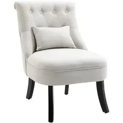 HOMCOM Relaxsessel mit Rückenkissen - Ohren- & Armlehnensessel: Komfortabel mit dickem Schaumstoff und Leinenoptik, ideal für Schlafzimmer und Büros. Robuste Holzbeine tragen bis zu 150 kg und schützen den Boden.