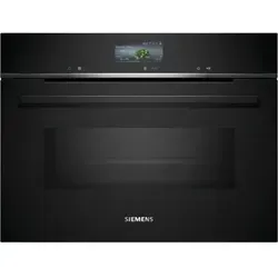 Siemens CM776GKB1 iQ700 - Einbaukompaktbackofen mit Mikrowellenfunktion, 900 W, 4D Heißluft und Home Connect für smartes Kochen