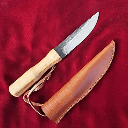CRAFTOMATIK Mittelalter Messer | Handgefertigtes Wikingermesser | Keltisches Messer für Garten- und Camping mit Leder tasche | LARP | HFK25