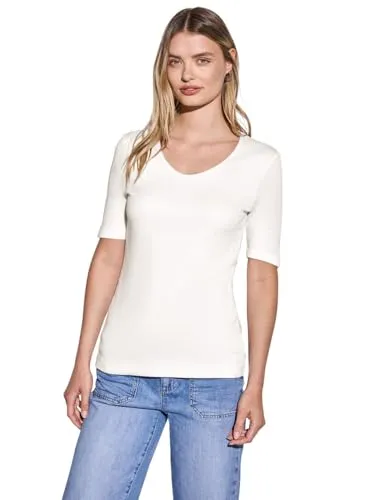 Street One Damen A317665 Basic Kurzarmshirt, Off White, 46 von Street One