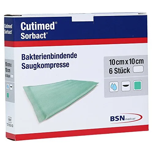 Cutimed 72162-03 Verbände, Sorbact Saugkompressen, 10 cm x 10 cm (6-er pack)